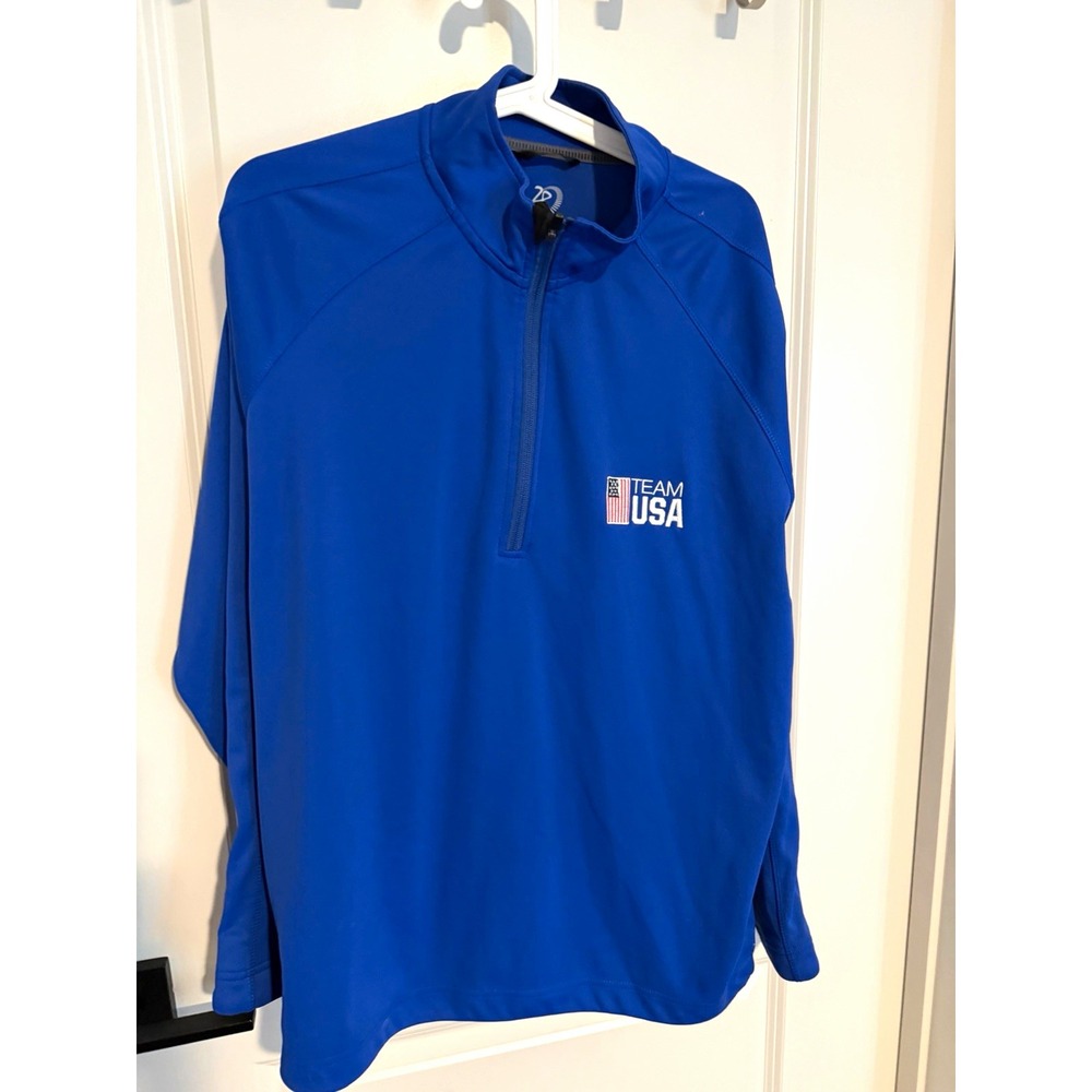 Zero Restriction Tour Series Team USA Blue 1/4 Zip Pullover Mens L Golf Pullover